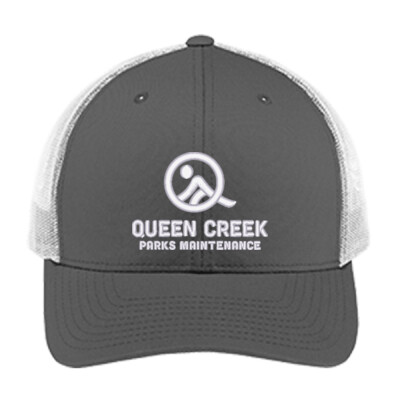 Yupoong Trucker Hat White Embroidered Logo Thumbnail